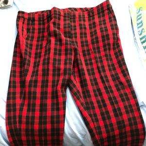 Michael Kors red plaid pants